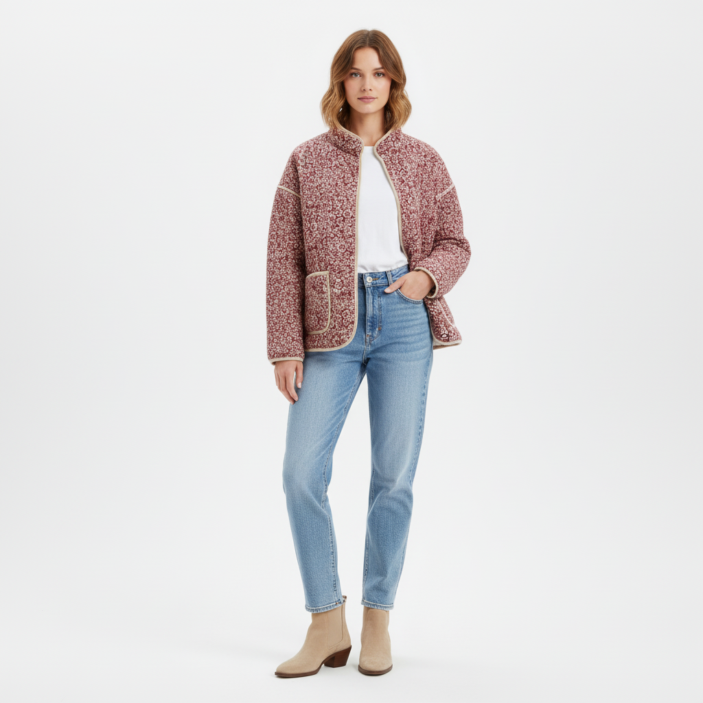 Elegant Floral Print Women’s Coat