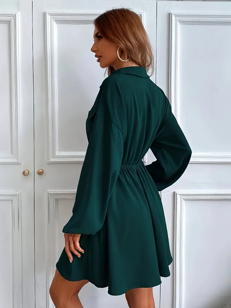 Shirt dress with waist tie