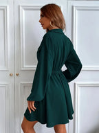 Shirt dress with waist tie