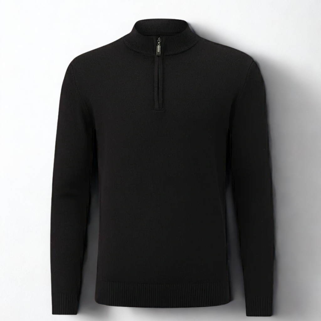 Black Quarter-Zip Sweater