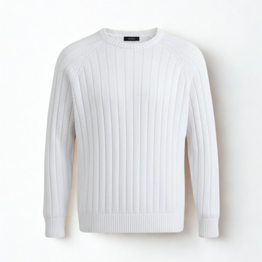 White Crewneck Rib knit sweater