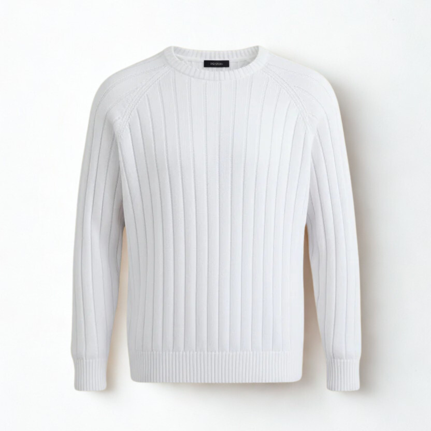 White Crewneck Rib knit sweater