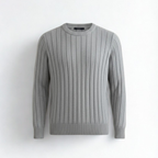 Grey Mélange Crewneck Rib knit sweater
