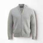 Grey Mélange Ribbed Zip-Up Sweater