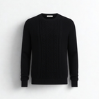 Black Cashmere Cable Knit Crewneck