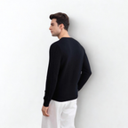 Black Cashmere Cable Knit Crewneck