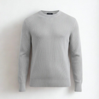 Grey Mélange Crewneck Malfilé English Rib Sweater