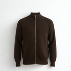 Brown English Rib Full Zip Cardigan