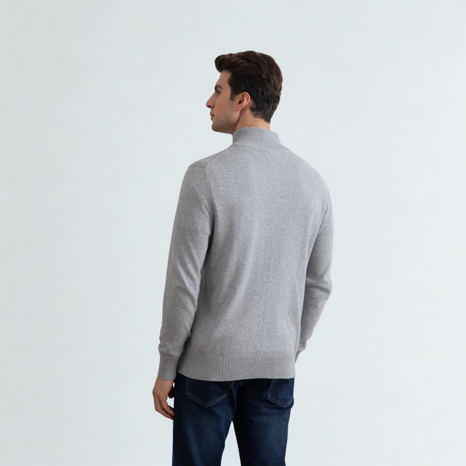 Grey Mélange Classic Zip-Up Cardigan