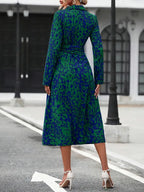 Midi shirt dress with pattern and slit