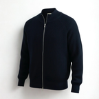Navy English Rib Full Zip Cardigan