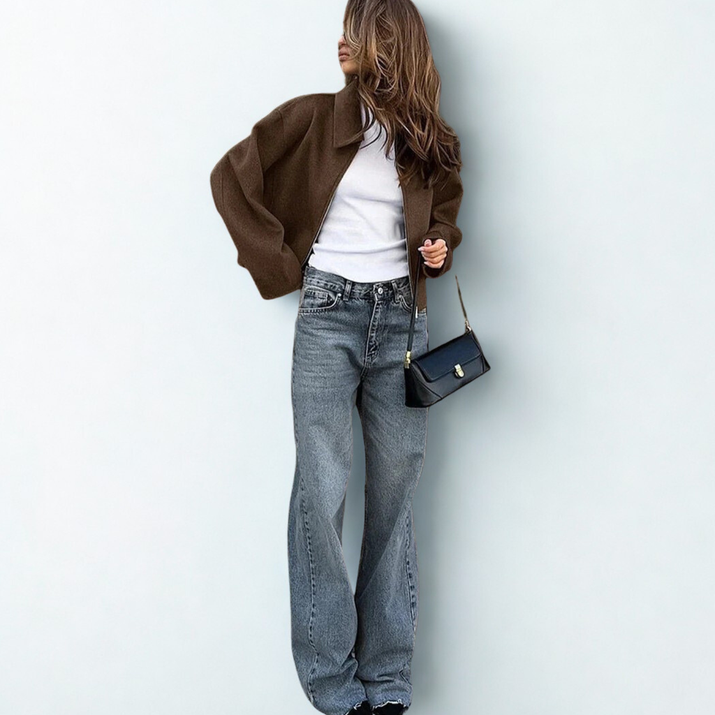 Elisa Stylish Women’s Short Wool Coat Trendy Cropped Jacket for Fall & Winter