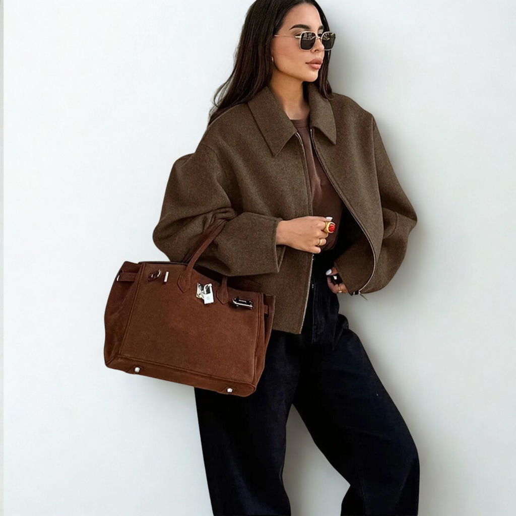 Elisa Stylish Women’s Short Wool Coat Trendy Cropped Jacket for Fall & Winter