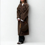 Elena Elegant Women’s Long Wool Coat Belted Trench Coat for Winter