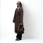 Elena Elegant Women’s Long Wool Coat Belted Trench Coat for Winter