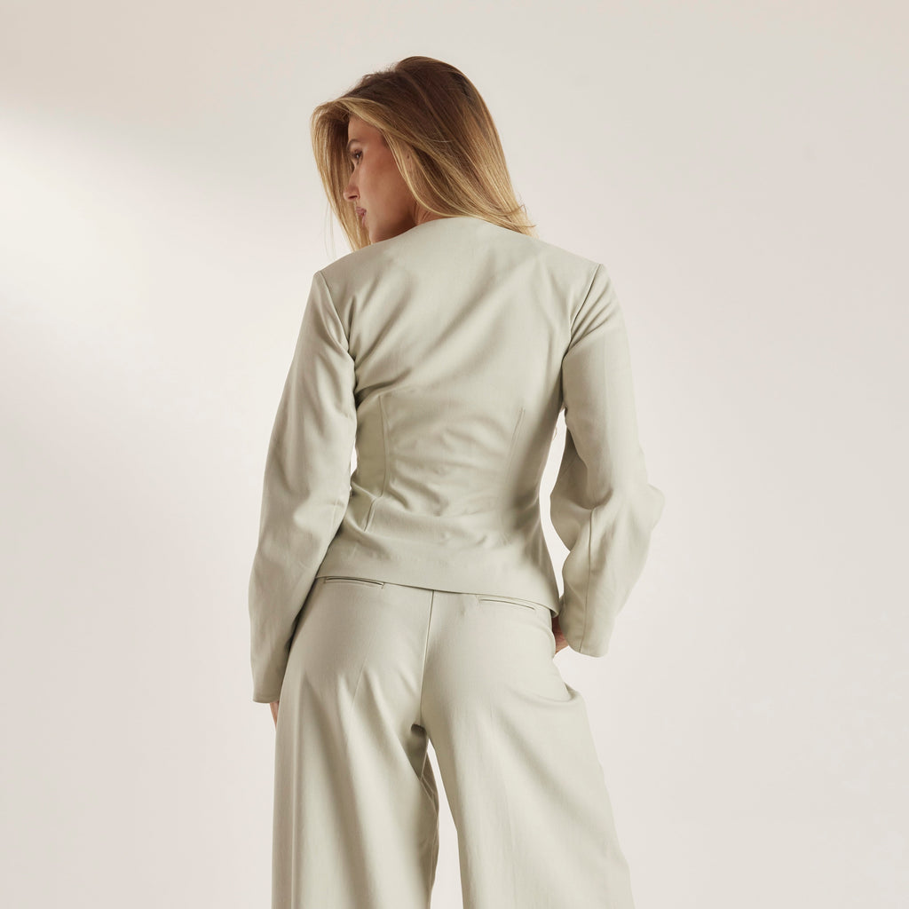 Gestructureerde Jas - Saliegroen