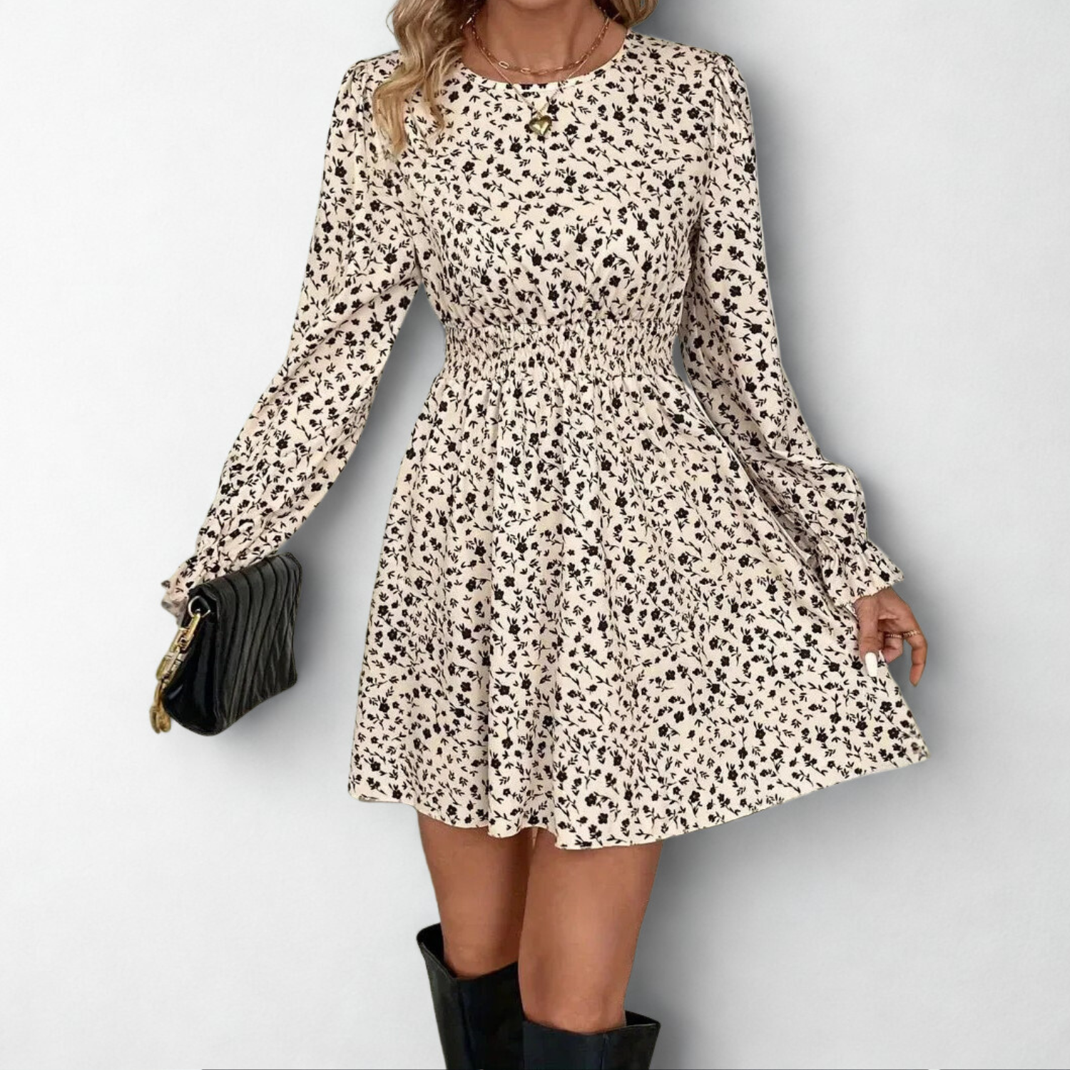 Flared long sleeve dress