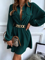 Shirt dress with waist tie