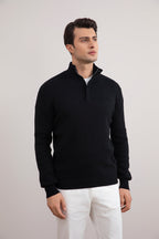 Black Half-Zip Maison Neck Sweater