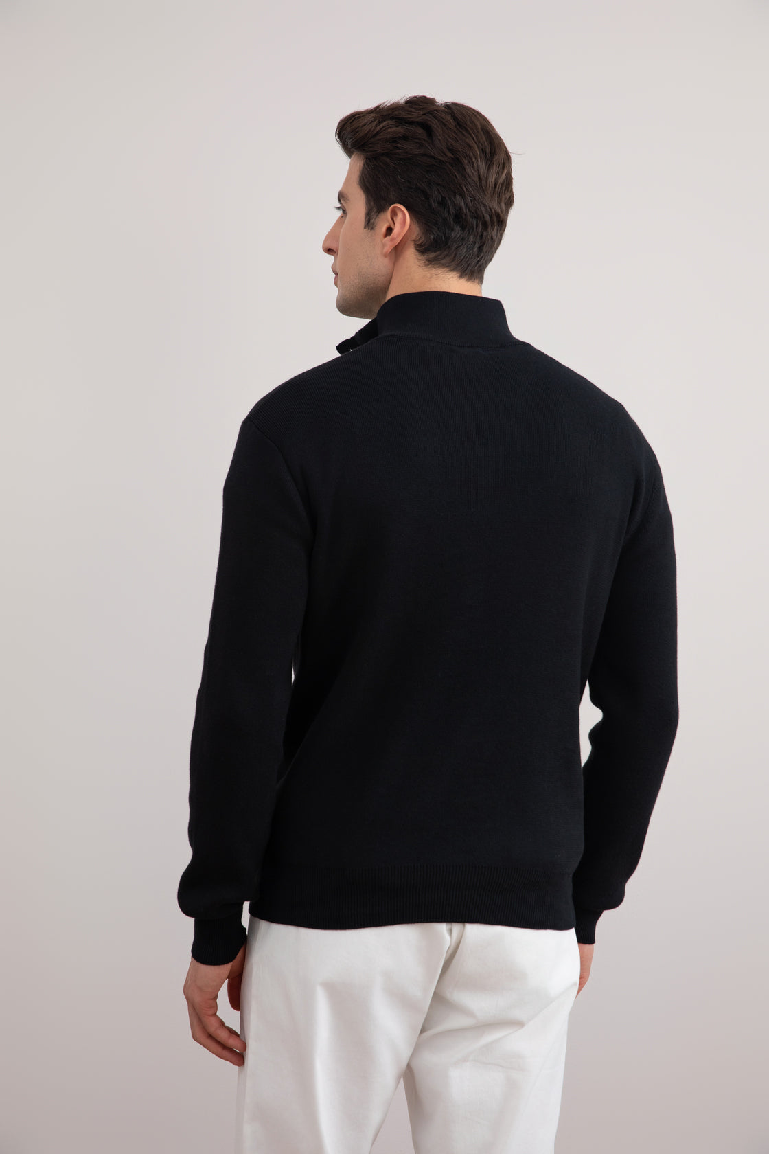 Black Half-Zip Maison Neck Sweater