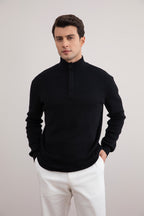 Black Half-Zip Maison Neck Sweater