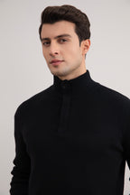 Black Half-Zip Maison Neck Sweater