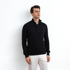 Blue Cable Knit half-zip Sweater