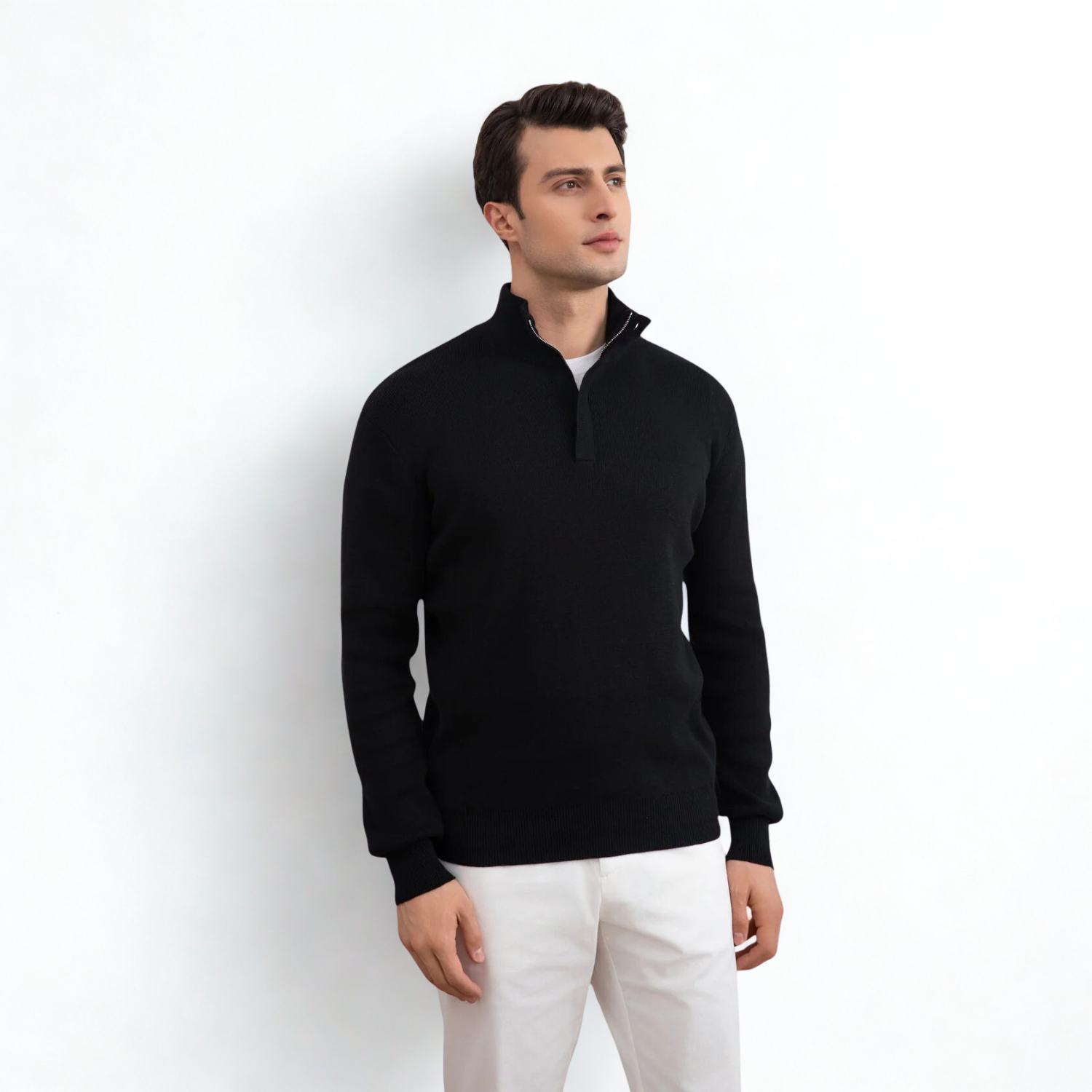 Blue Cable Knit half-zip Sweater