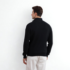 Blue Cable Knit half-zip Sweater