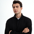 Blue Cable Knit half-zip Sweater