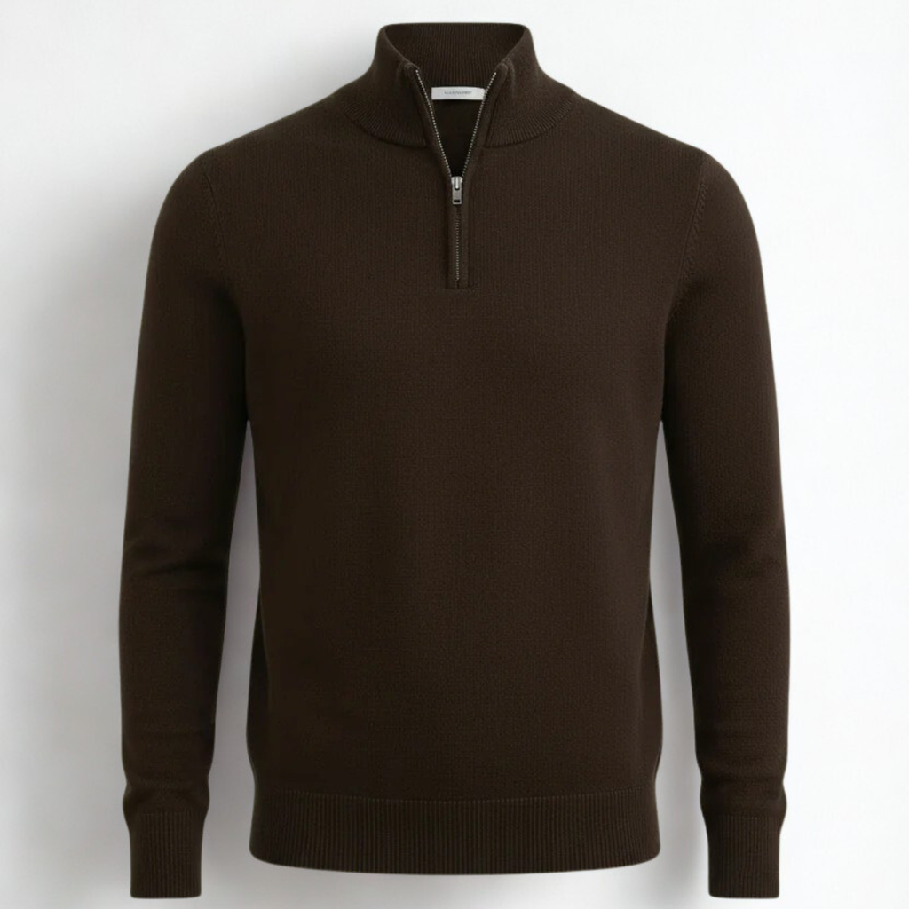 Brown Half-Zip Sweater
