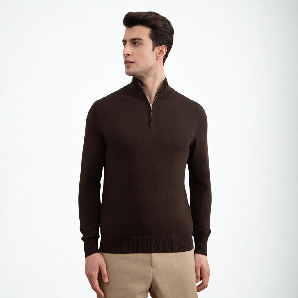 Brown Half-Zip Sweater