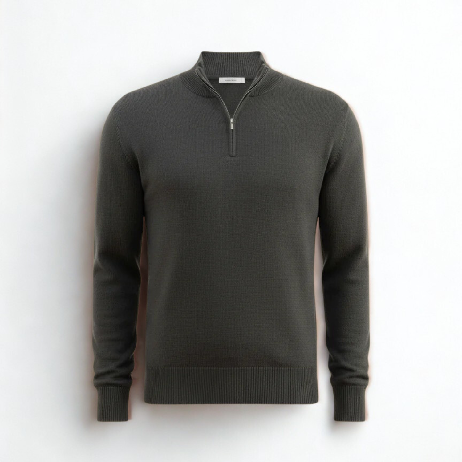 Carbon Grey Merino Wool Half-Zip Sweater
