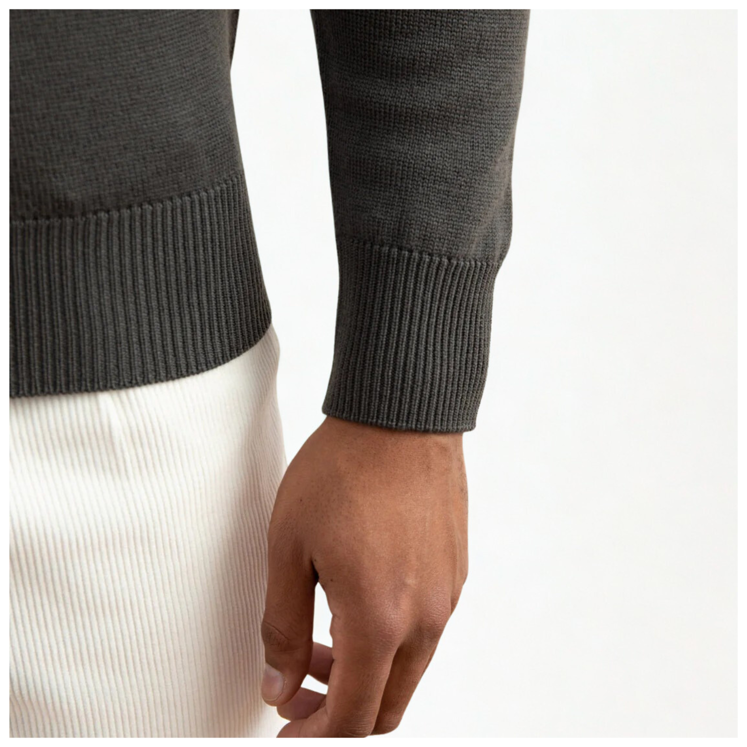 Carbon Grey Merino Wool Half-Zip Sweater