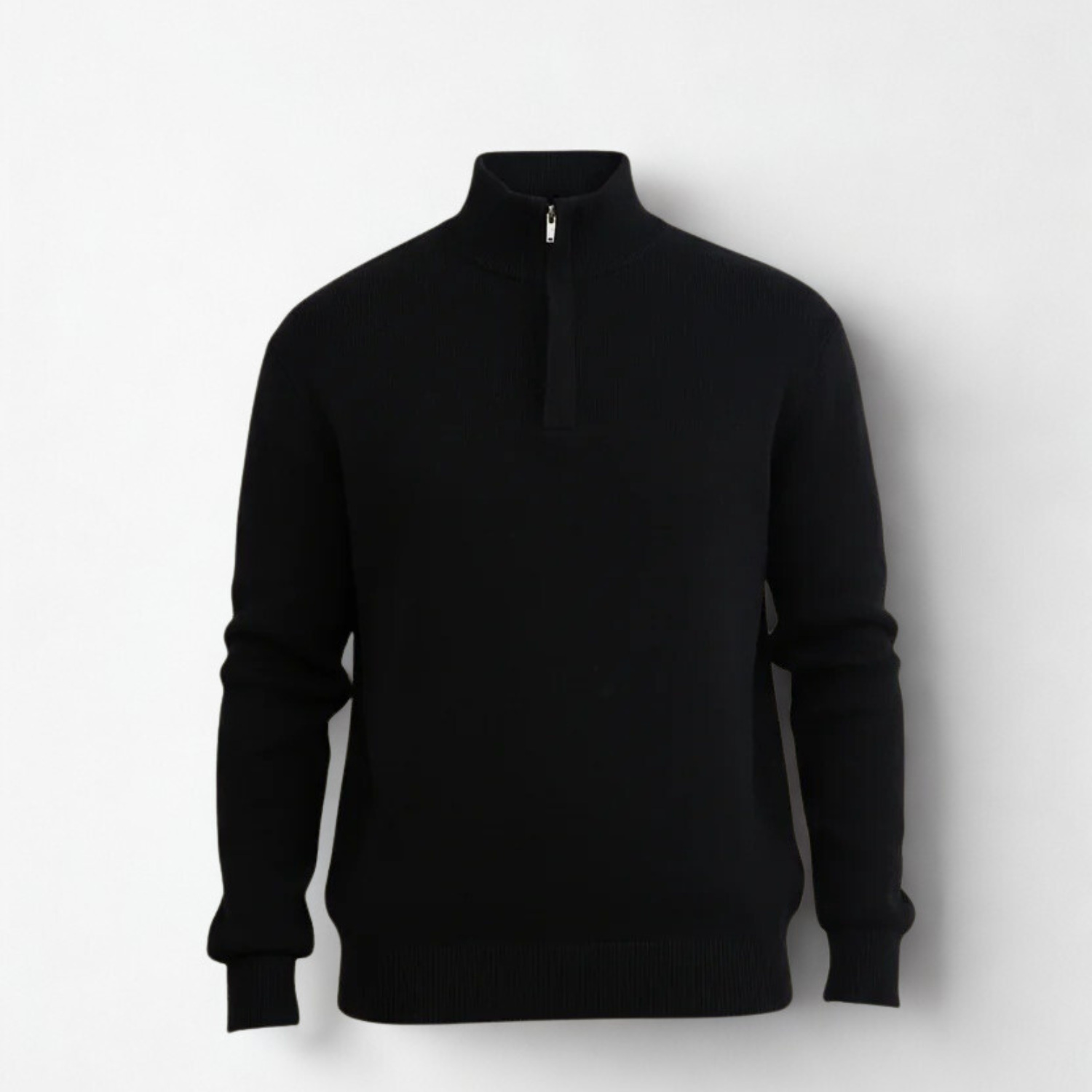 Black Half-Zip Maison Neck Sweater