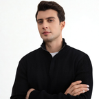 Black Half-Zip Maison Neck Sweater