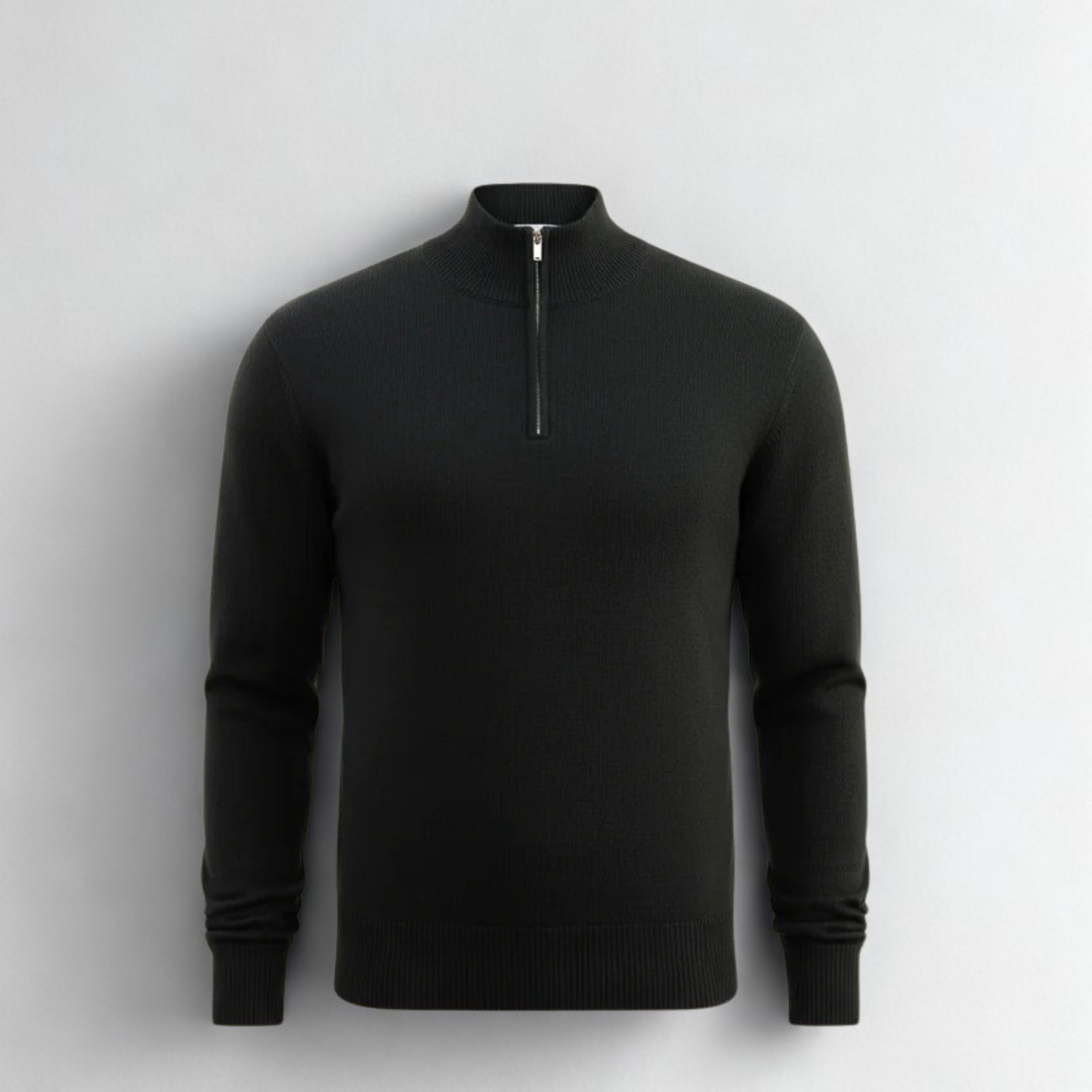 Dark Grey Merino Wool Half-Zip Sweater