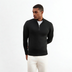 Dark Grey Merino Wool Half-Zip Sweater