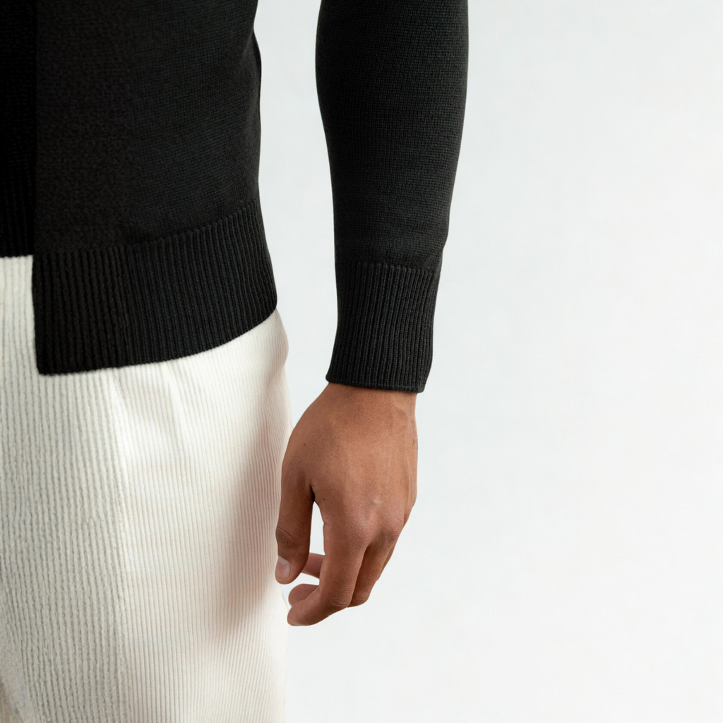 Dark Grey Merino Wool Half-Zip Sweater