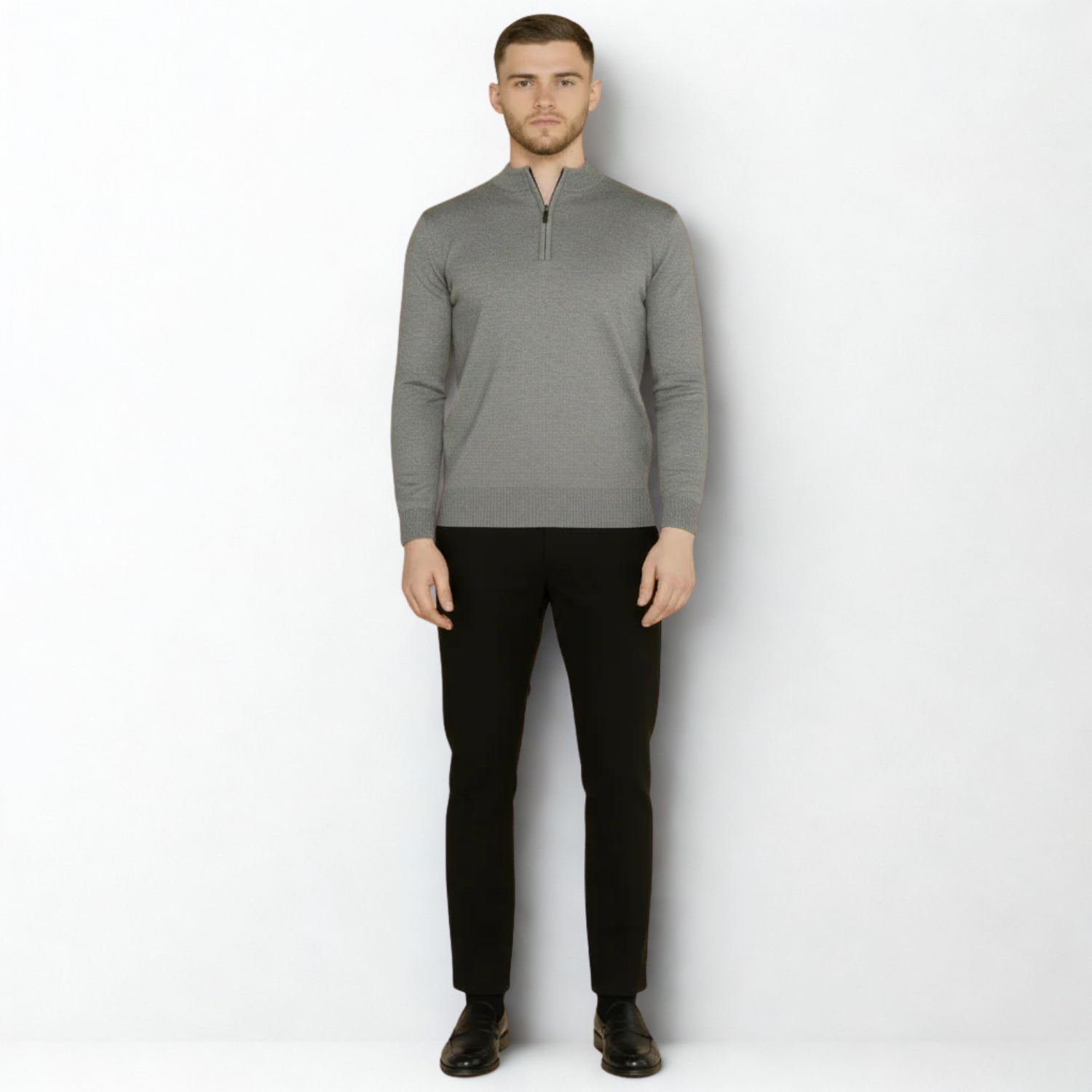 Gray Quarter-Zip Sweater