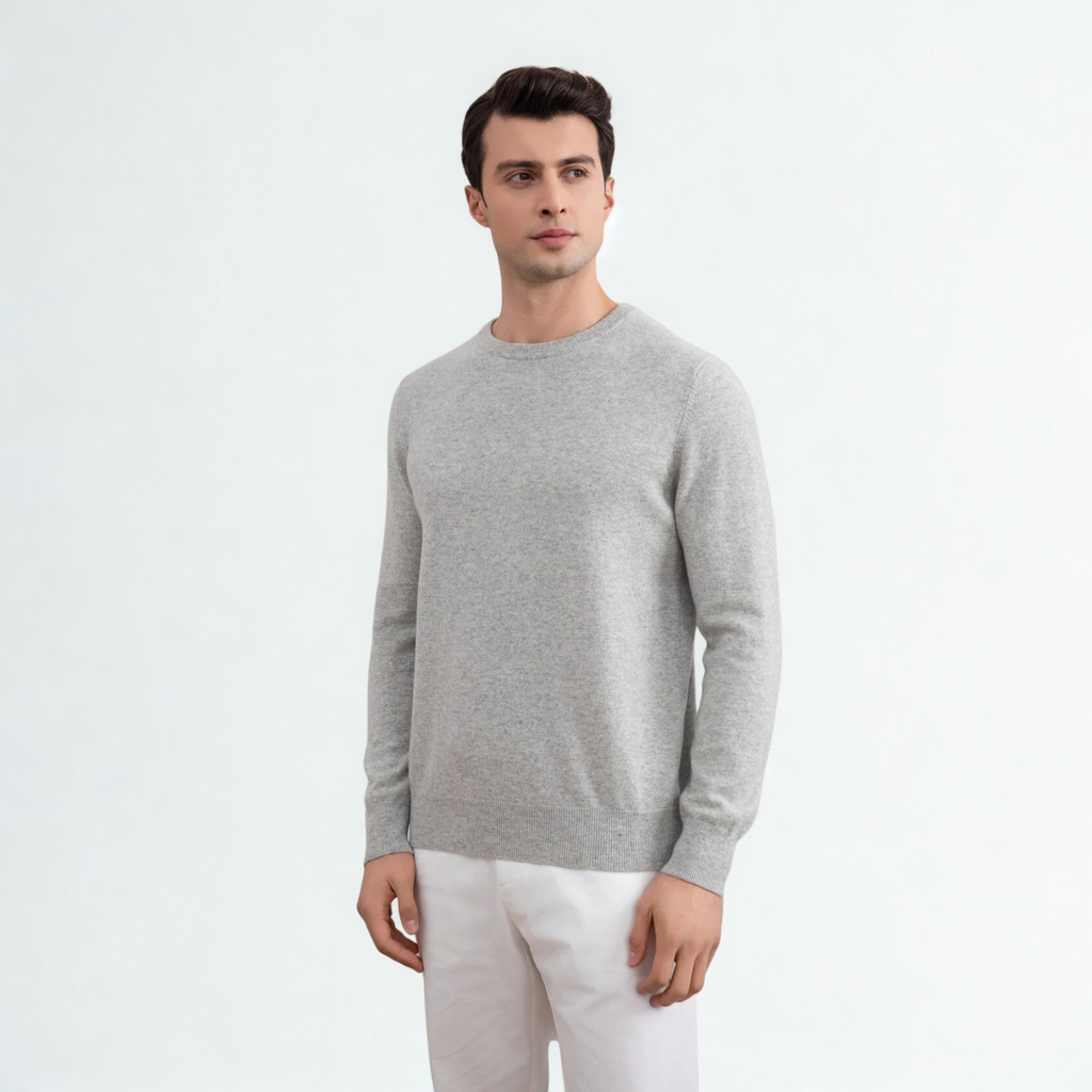 Grey Mélange Lightweight Crewneck Sweater