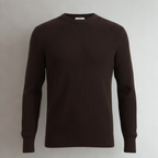 Dark Brown Crewneck Malfilé English Rib Sweater