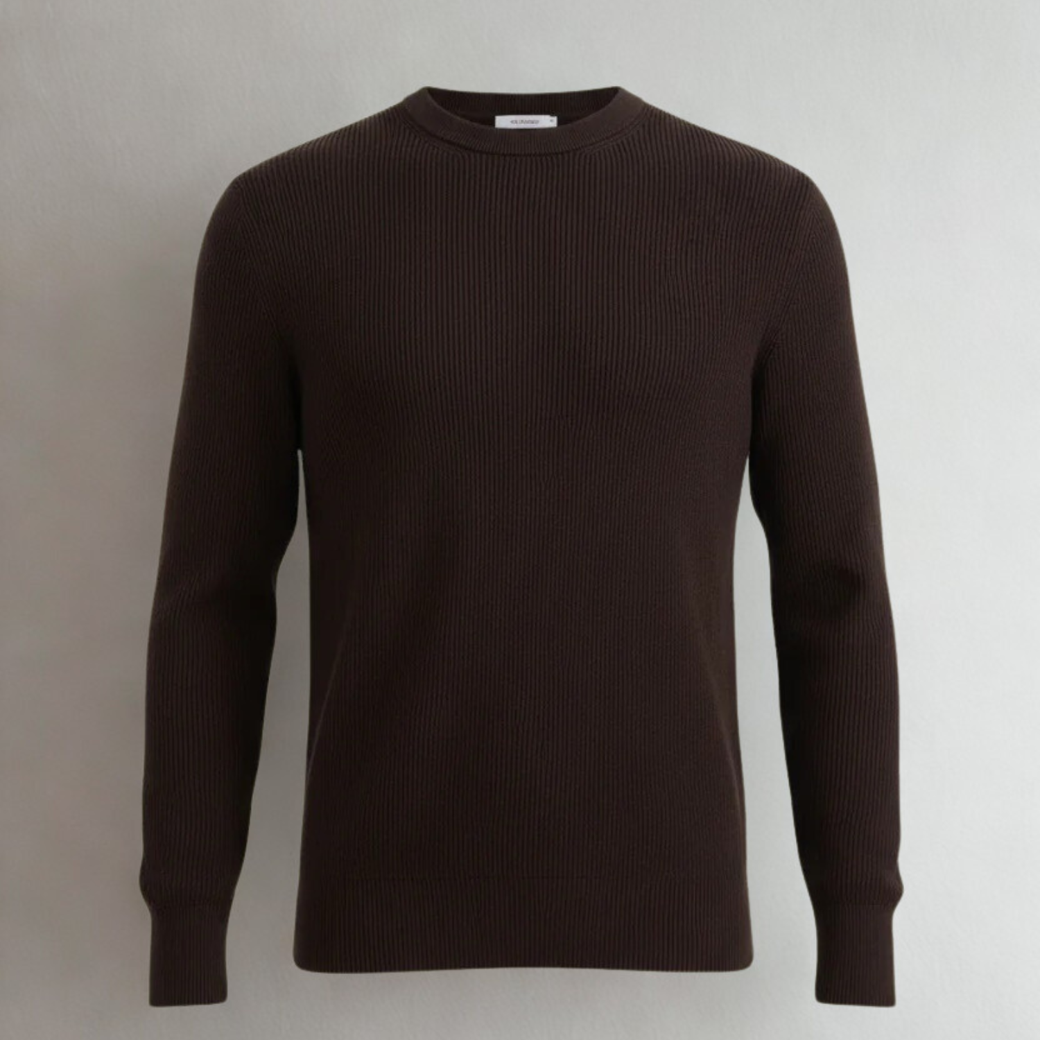 Dark Brown Crewneck Malfilé English Rib Sweater