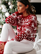 Women’s Christmas Sweater with Snowflake Pattern Festive Knitwear