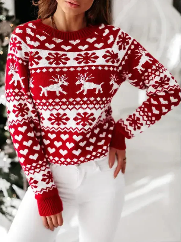 Women’s Christmas Sweater with Snowflake Pattern Festive Knitwear