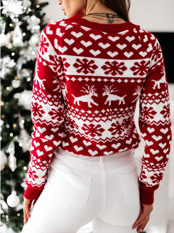 Women’s Christmas Sweater with Snowflake Pattern Festive Knitwear