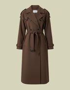 Elena Elegant Women’s Long Wool Coat Belted Trench Coat for Winter