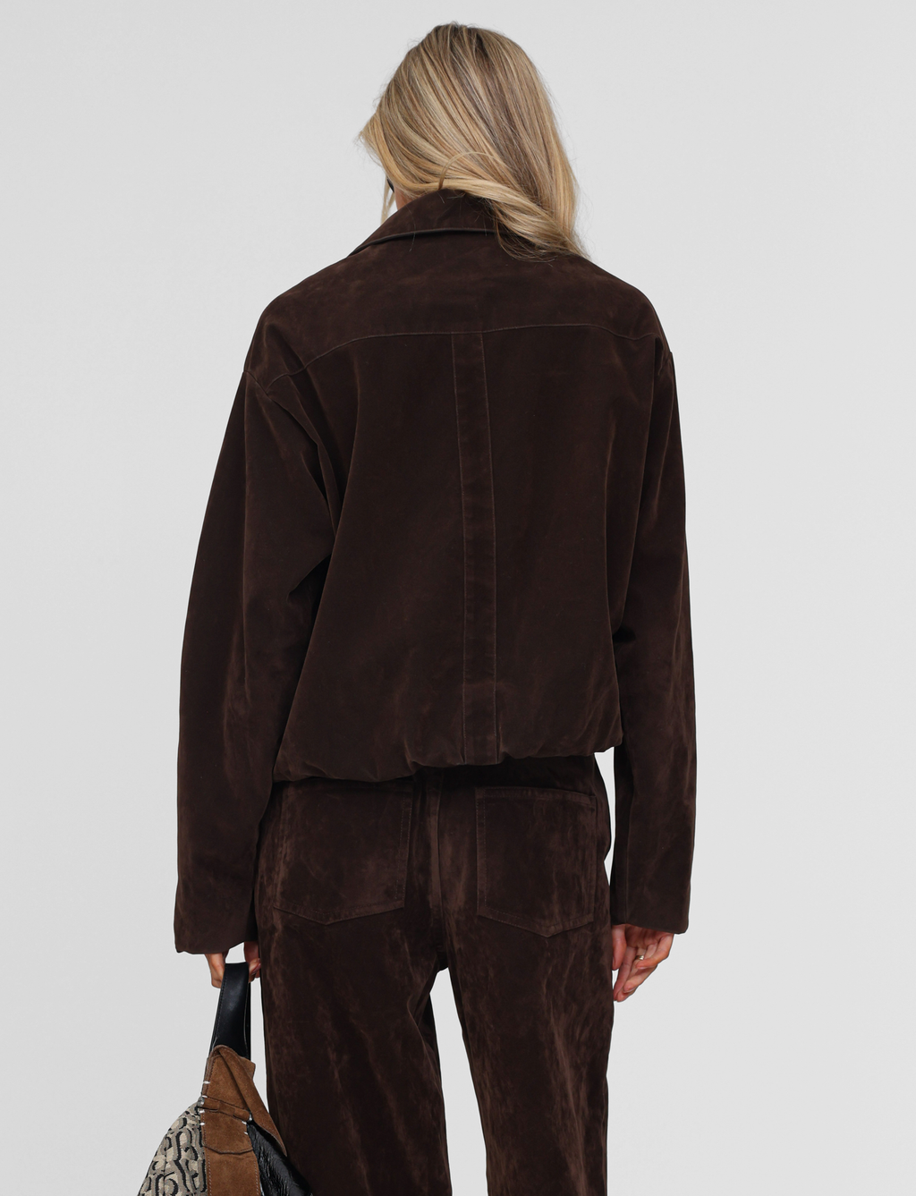 CAMELLIA BOMBER JACKET - CHOCOLATE SUEDE