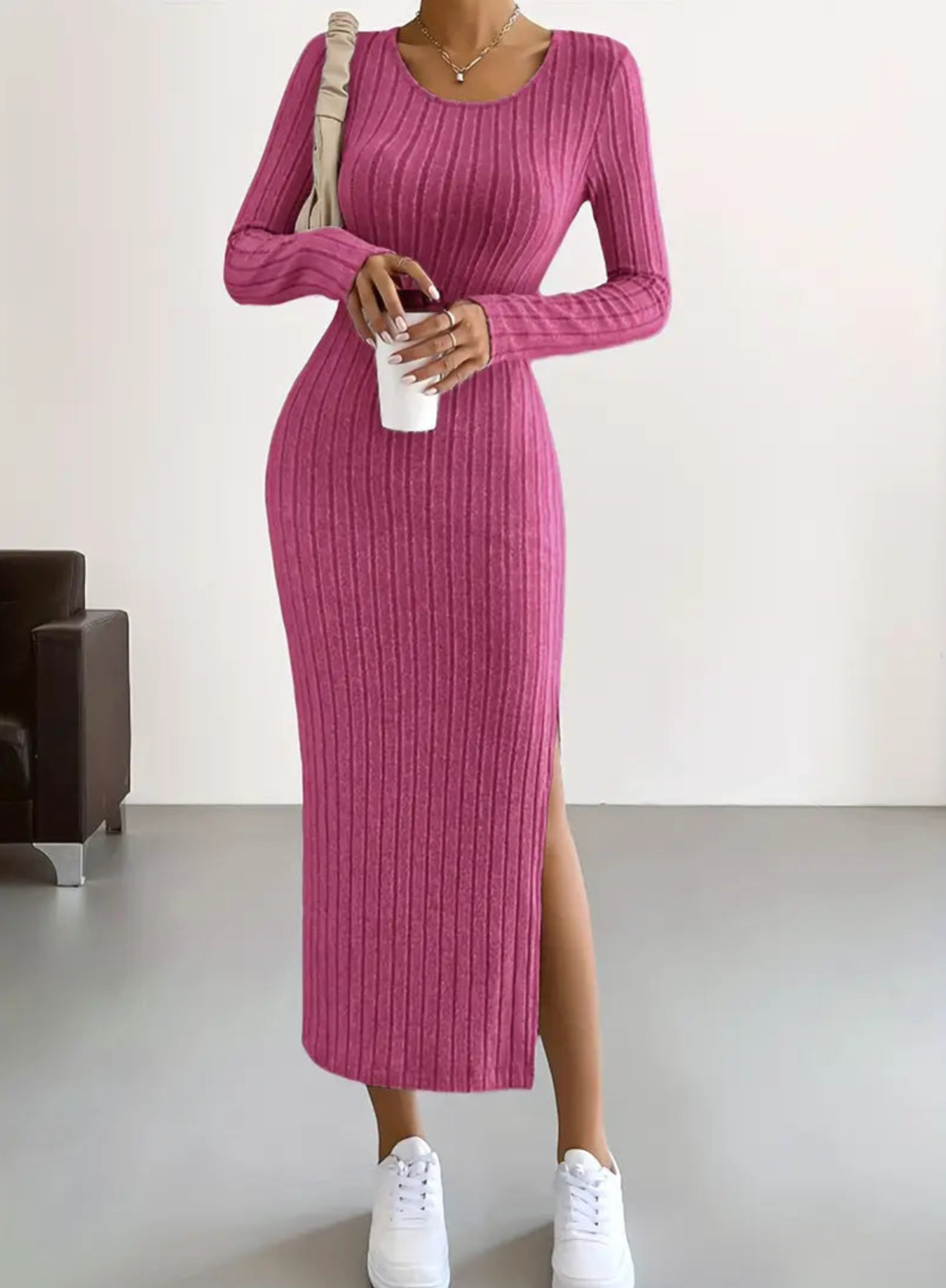 Ribbed knit dress
