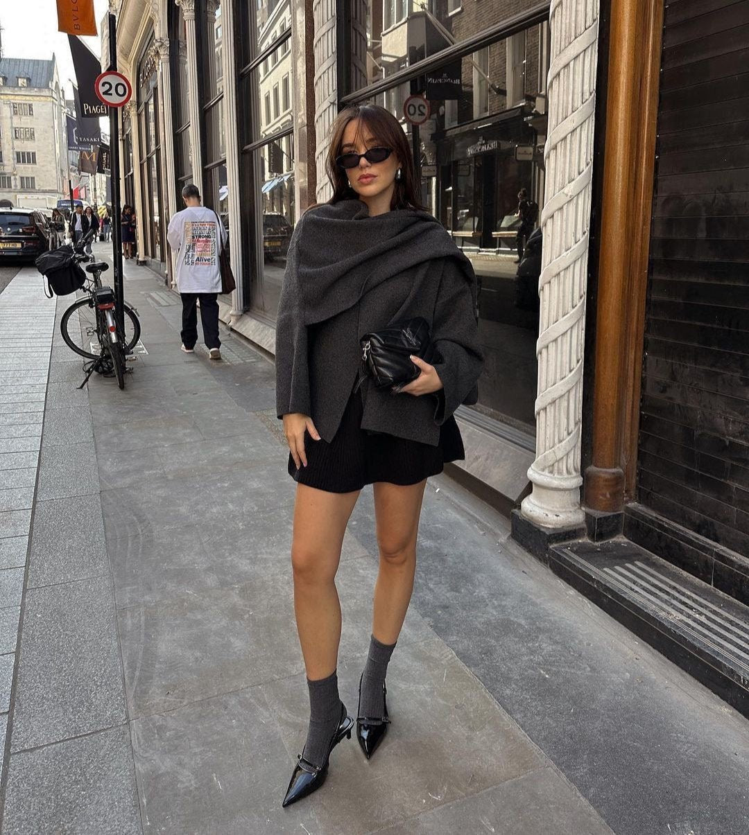 Amely | Warme Wollen Jas met Sjaal